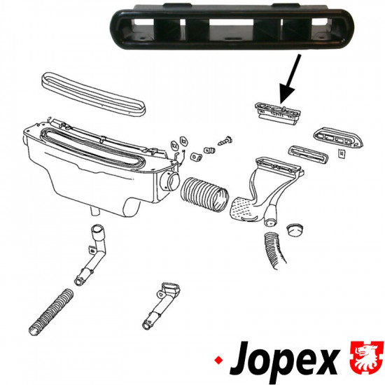 Vent trim, by window, center, black