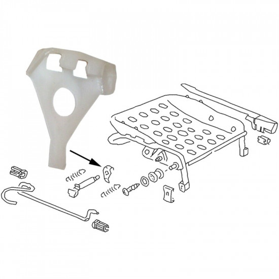 Guide piece for seat rail, front