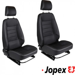 Sports seat set with seat rails, black, drivers and passengers side. For universal installation