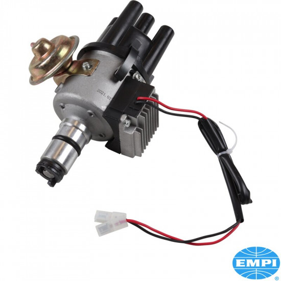 Electronic "all-in-one" single vacuum advance distributor, 12 Volt only. Please note: These distributors require a coil with greater than 3.0 ohms of resistance. A coil with less resistance will cause the internal electronics to overheat and fai