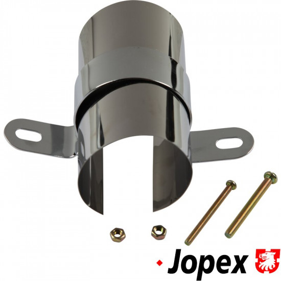 Chrome coil cover with bracket. Simply slips around stock coil