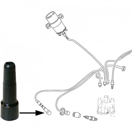 Spark plug connector, short, 1K-Ohm, black