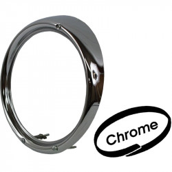 Headlamp rim, 3 holes, metal, chrome