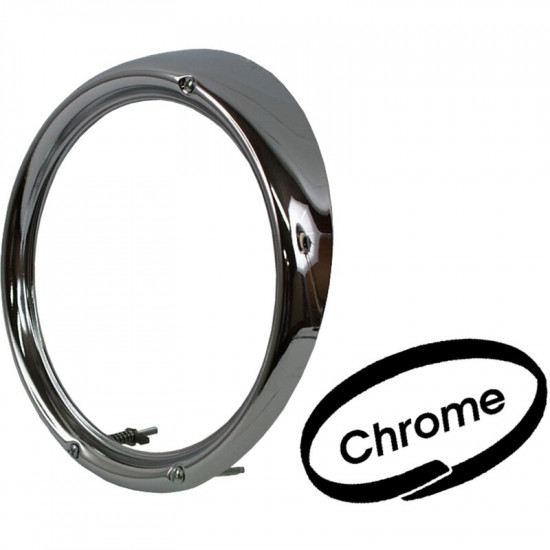 Headlamp rim, 3 holes, metal, chrome
