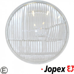 Headlamp lens, with E-mark