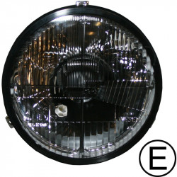 Headlight insert, round, black, with E-mark