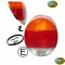 Tail light with red/orange/clear glass and chrome trim,"Ultima Edition Style", left/right, with E-mark
