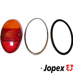 Tail light lens with chrome ring