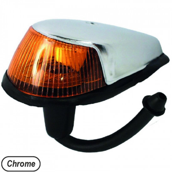 Turn signal light with gasket and socket, wing mounted, chrome, left/right