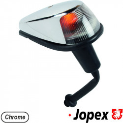 Turn signal light with socket and gasket, wing mounted, chrome, clear, left/right