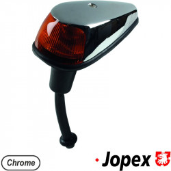 Turn signal light with socket and gasket, wing mounted, chrome, yellow, left/right