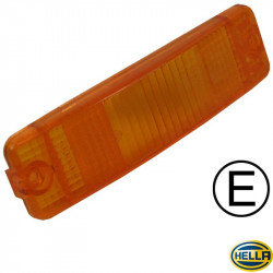 Lens for indicator, front, curved, yellow, left/right, with E-mark