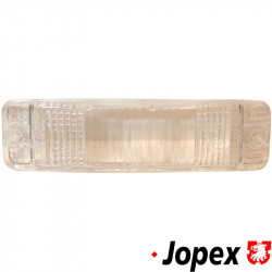 Turn signal light lens, curved, white, without E-mark