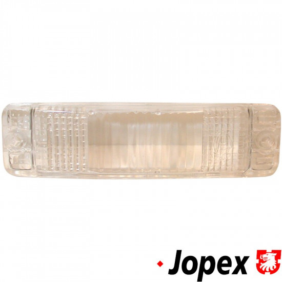 Turn signal light lens, curved, white, without E-mark