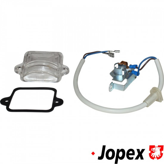 License plate light complete with glass