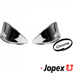 Chrome eyebrows. Fits firmly into the head light rims. Sold in pairs
