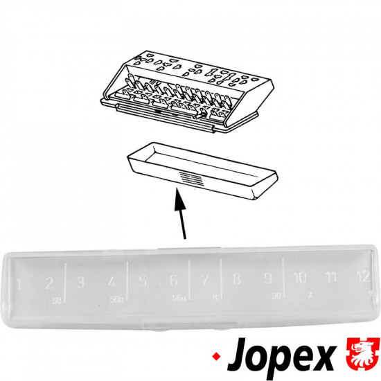 Cover for fuse box, 12 fuses