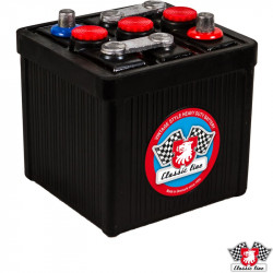 Battery, OE-Quality, Vintage style, black hard rubber, 6 V, 66 Ah, 177x175x185, DIN 06611