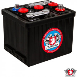 Battery, OE-Quality, Vintage style, black hard rubber, 6 V, 77 Ah, 215x170x190, DIN 07715