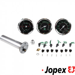 Porsche 356 dashboard gauges replica set, consisting of: fuel and temperature gauge, speedometer and tachometer