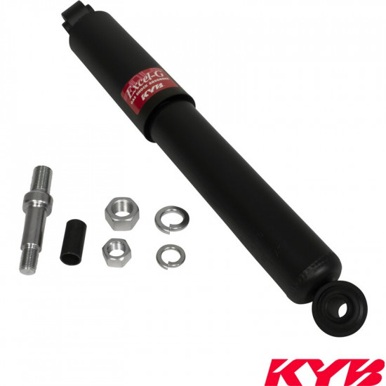 Shock absorber, front, for link pin, lowered, gas charged, KYB