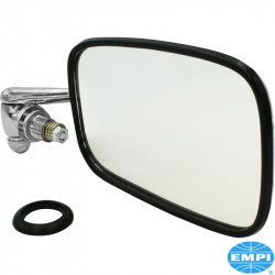 Door mirror, right, black trim around glass