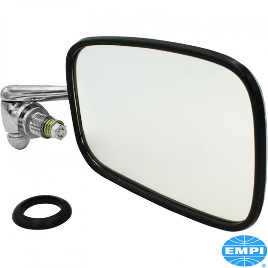 Door mirror, right, black trim around glass