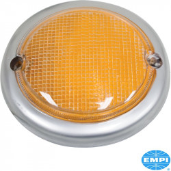 Turn signal light lens, front, yellow with chrome, left, without TÜV/E-approval