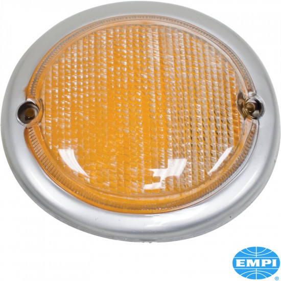 Turn signal light lens, front, yellow with chrome, right, without TÜV/E-approval