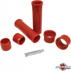 Urethane axle beam bushing kit, inner and outer, for ball joint, red, 6 pcs.
