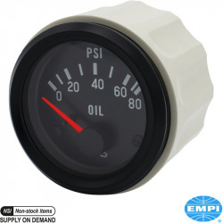 Oil pressure gauge, black face, VDO, 0-80 PSI