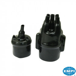 Waterproof distributor and coil cover set, black