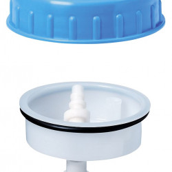 Fresh water tank screw connection complete with screw ring, screw sleeve, cable bushing and vent