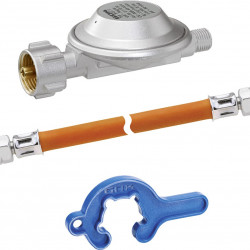 Gok Regulator hose set EN61 1.5 kg/h 50 mbar KLF x G 1/4 LH-ÜM, hose 800 mm, mini tool