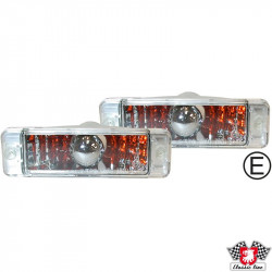 Turn signal light set, front, crystal, left/right, E-marked