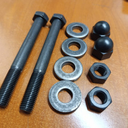 Bolt set for wishbone, rear. Set includes 2 bolts, 2 nuts, 4 washers and 2 cover caps 